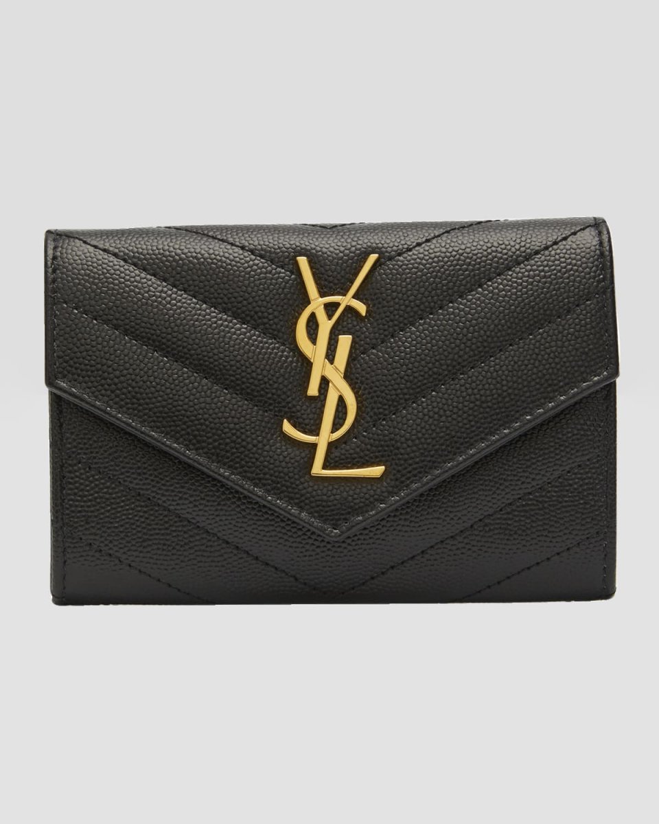 YSL Monogram Small Flap Wallet in Grained Leather